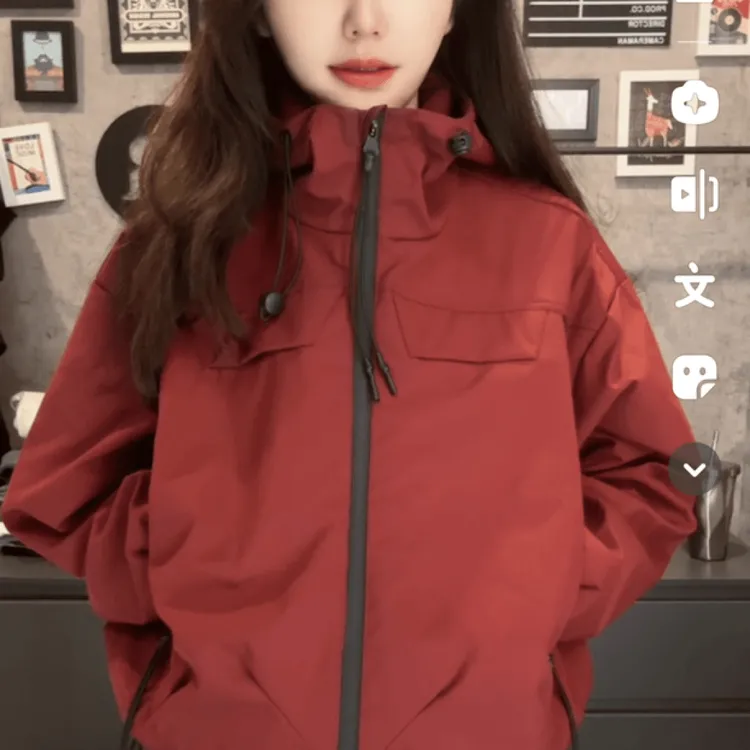 2025 秋季新款时尚防风短款收腰连帽风衣工装韩版休闲外套女