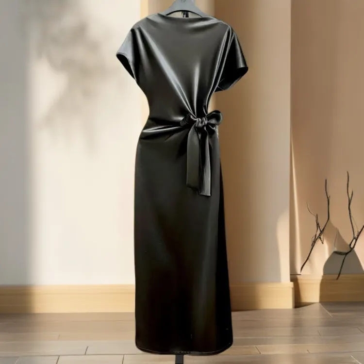 2025新款设计款酸酸连衣高级贵气奢华缎面连衣裙高订款