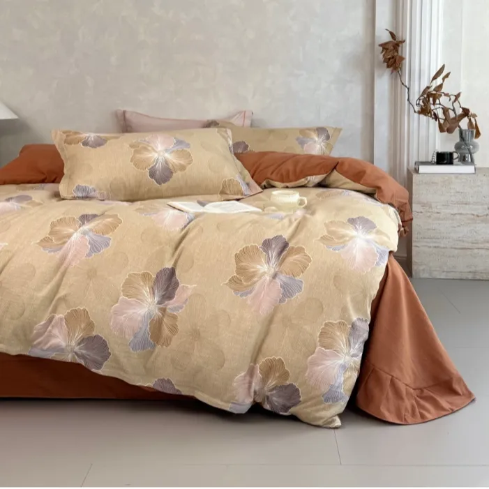 【黛娅】冬季超厚保暖全棉四件套亲肤透气斜纹纯棉被套柔软