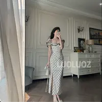 【现货】LUOLUOZ【波点剧场】波点气质绝美开叉设计长款连衣裙JF706