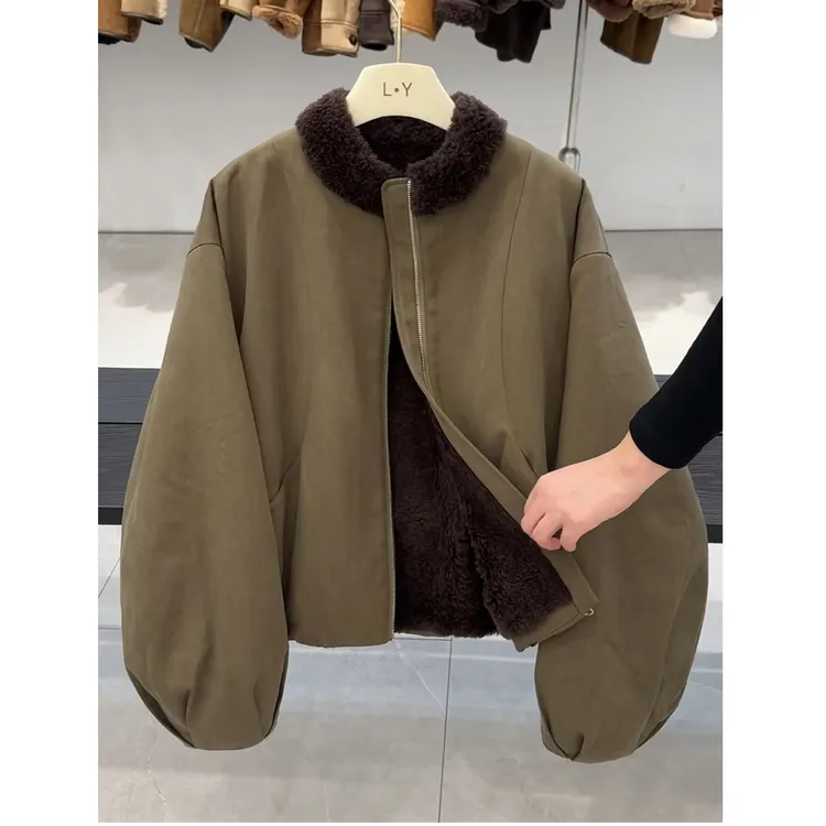 2025冬季新款酷飒风高级感爆款工装派克服女百搭气质小众毛毛外套