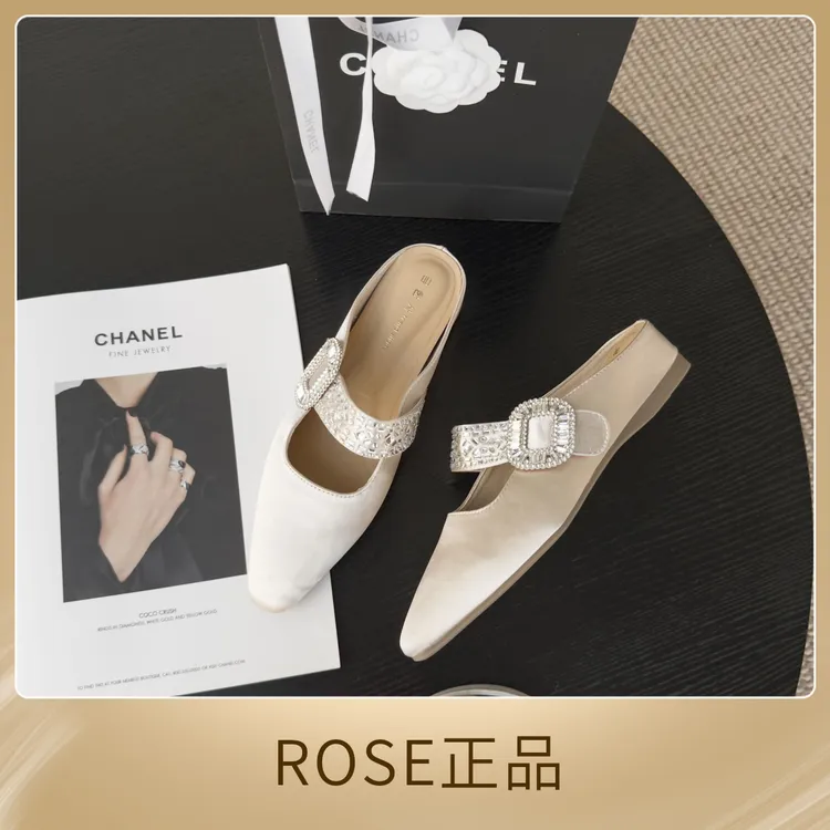 【ROSE正品】大牌同款法式平底玛丽珍包头半拖鞋通勤上班鞋女款单鞋