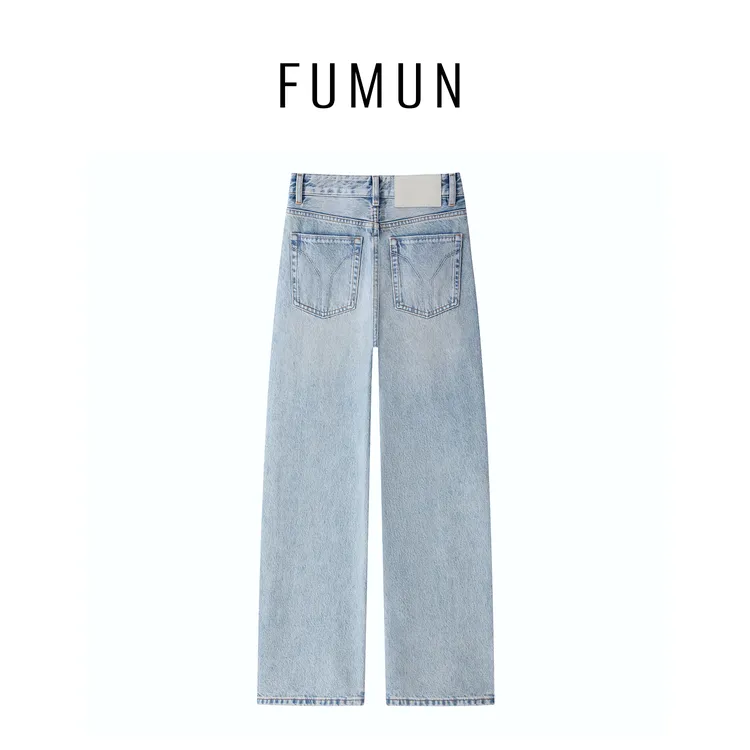 FUMUN【布语】进口土耳其面料加绒秋冬窄版直筒阔腿裤牛仔裤#1906
