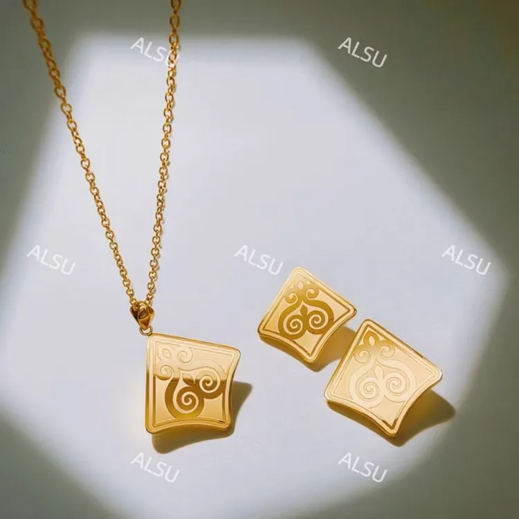合金项链 ALSU原创经典新款民族风新款简约项链耳环两件套时尚