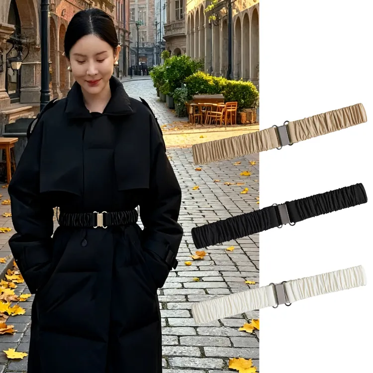 羽绒服腰带女弹力收腰松紧布腰带简约百搭棉衣裙子配饰时尚软腰带