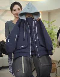 【大掌柜】男童冬季韩版假两件连帽棉衣新款中大童冬装加厚棉服外套