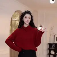 【YANYAN】斜领纯色毛衣女秋冬休闲长袖针织衫YY-9398