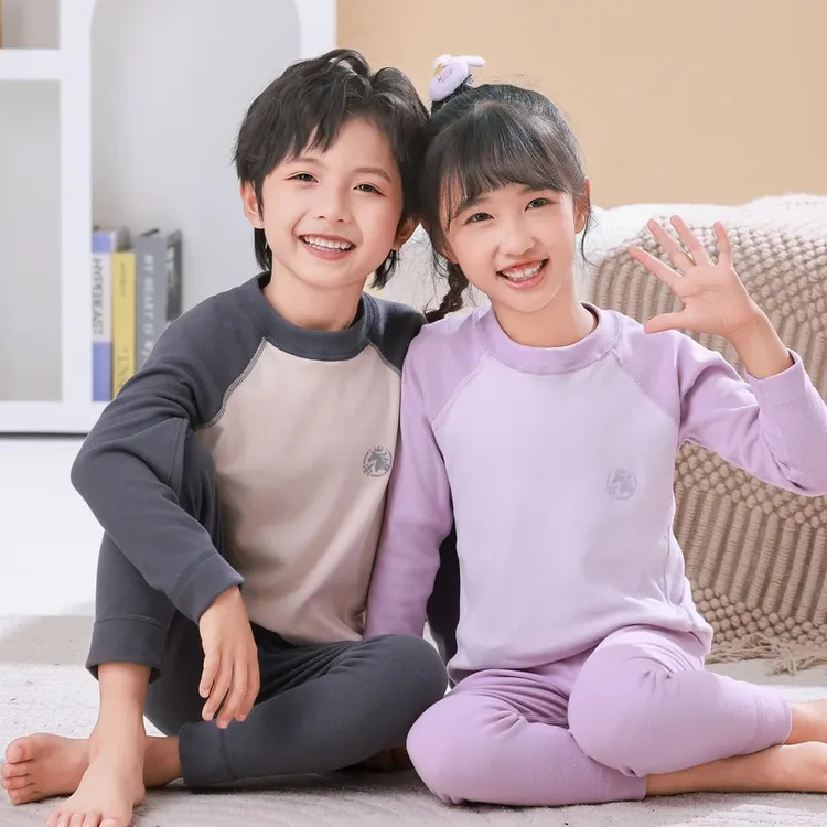 K新款青少年儿童秋衣秋裤保暖内衣德磨毛套装中大童内衣打底秋冬