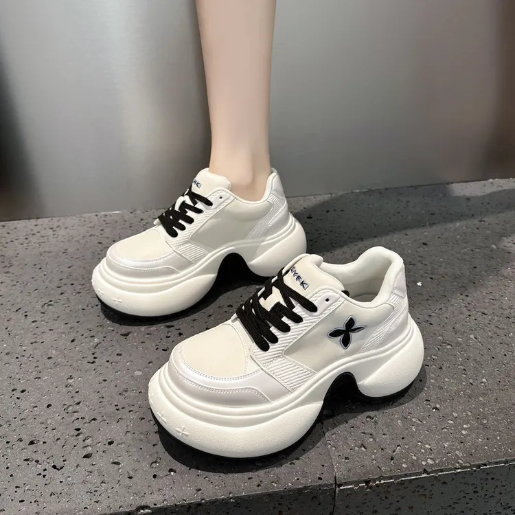 赵露思同款厚底鞋增高涟漪十字花老爹鞋女2025春秋新款休闲运动鞋