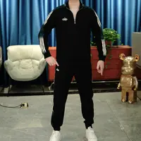 【麦炫严选】2025秋季男士长袖翻领时尚休闲百搭套头卫衣套装TZ2035