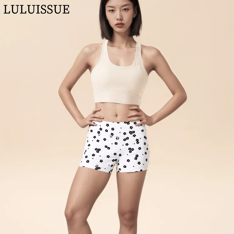LULUISSUE｜小黑花瑜伽女士运动紧身短裤黑色小花撸铁高腰瑜伽裤