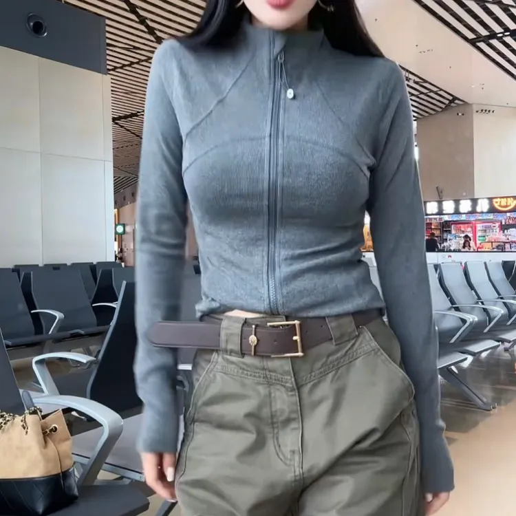 2025早秋纯色拉链立领显瘦开衫外套LK2505623