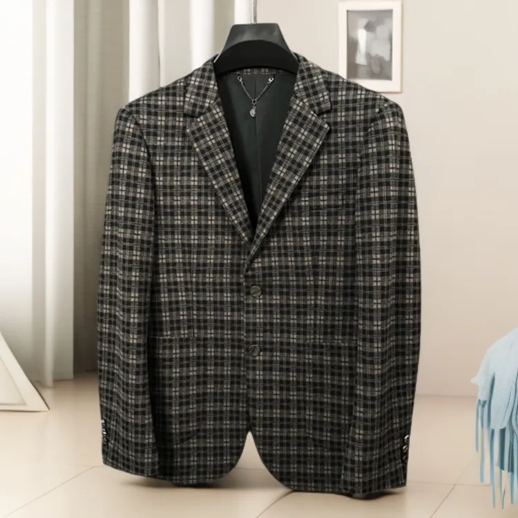 男士西装男帅气外套修身型休闲商务秋冬新款痞帅千鸟格爆款西服