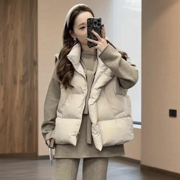 2025秋冬新款加厚保暖立领百搭棉马甲外套女洋气宽松无袖外穿马夹