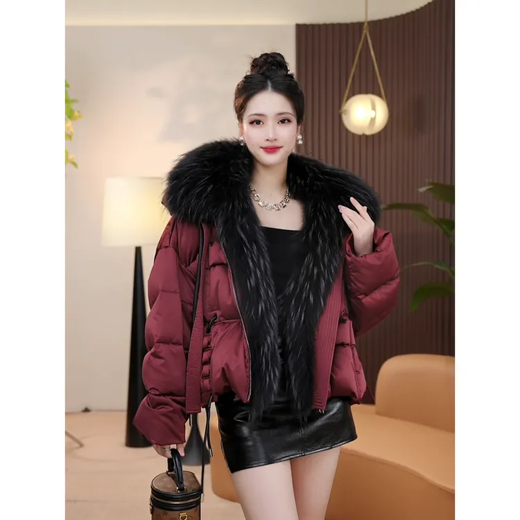 【茅茅专属1】25629冬季新款时尚高级感可拆卸帽子短款大毛领羽绒服