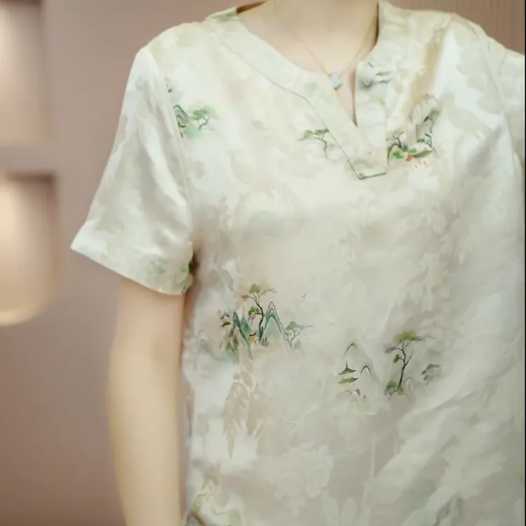 【山海短袖】香云纱斜襟短袖C5707