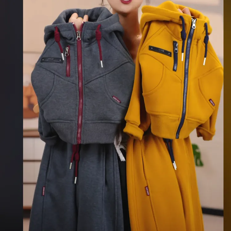 女童运动套装春秋款连帽外套2025新款儿童韩范春装开衫女孩两件套