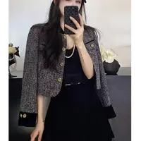 【当天发+运费险】秋季丝绒拼接小香风外套女重工短款亮片上衣RO395