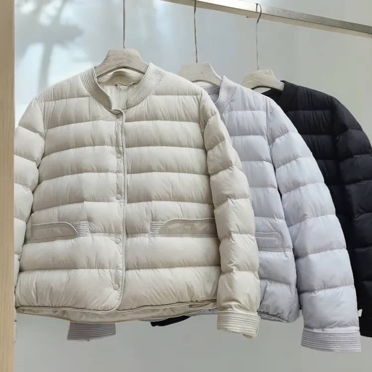 女式女款90绒新款立领时尚简约休闲秋冬轻薄短款鸭绒短款羽绒服