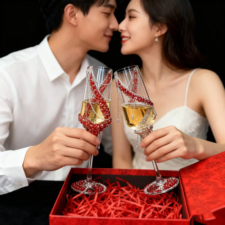 专属定制新婚敬酒杯diy材料 亮片碎钻装饰套装 闺蜜创意结婚礼物
