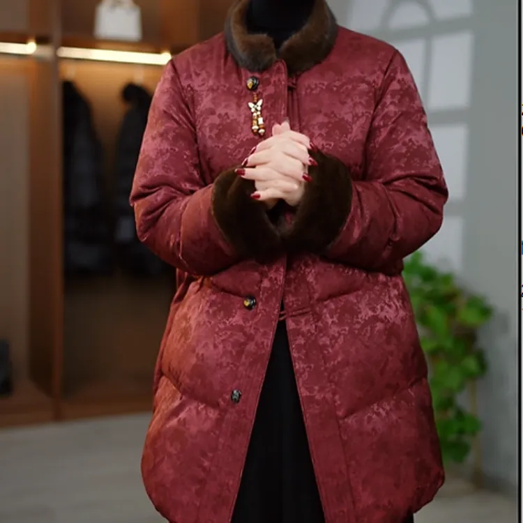 C307【羽绒服】2025冬季新款时尚气质国风优雅保暖加厚中长款羽绒服