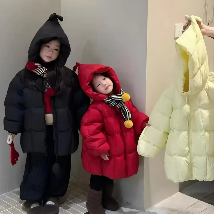 女童羽绒服2025冬装洋气中长款白鸭绒加厚外套女宝宝连帽上衣冬季
