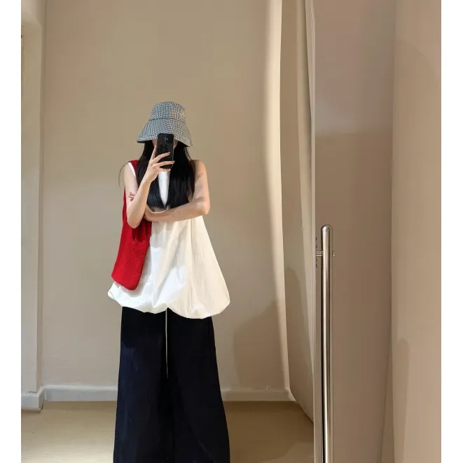 MARIE.COCO慵懒松弛感无袖花苞连衣裙女夏宽松阔腿长裤休闲套装