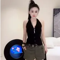 RUYIFASH一排扣黑针织背心