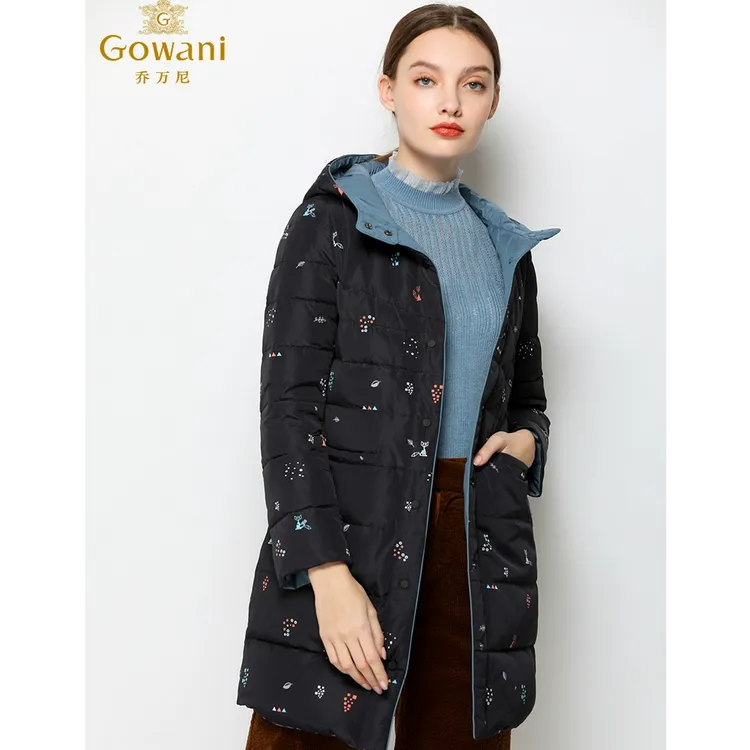 乔万尼羽绒服商场冬季新款女装中长款两面穿保暖羽绒服EN4T853604