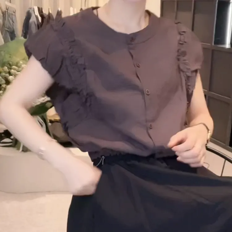 设计感复古时尚百搭无袖显瘦衬衫女2025年夏季新款小众高级感上衣