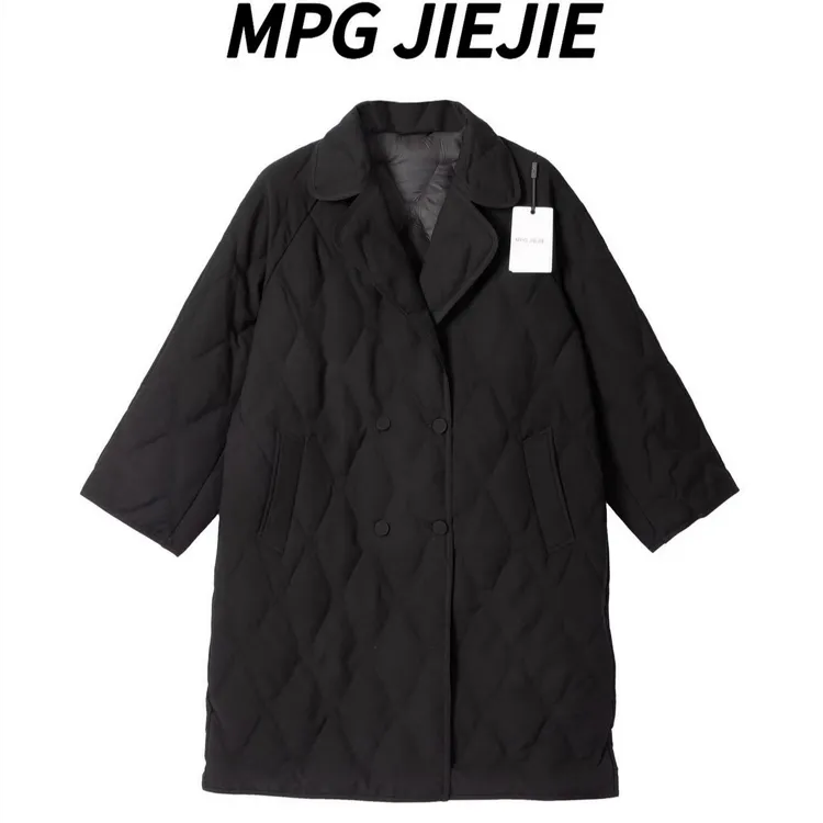 MPG JIEJIE【柏林】25冬款大码菱格设计中长款中空纱高端大朵白鹅绒