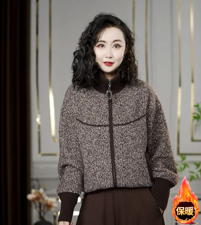新款冬季时尚洋气休闲加厚保暖珍珠绒外套