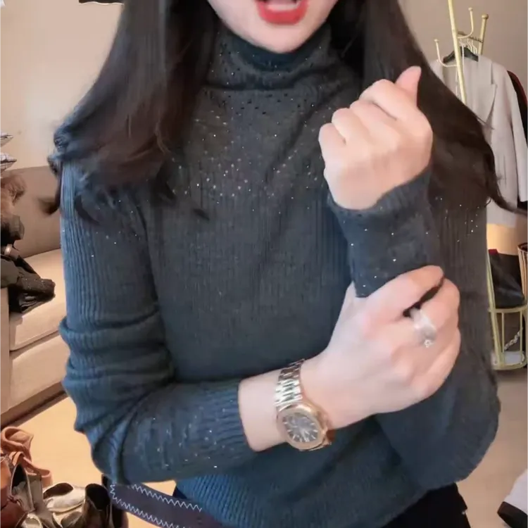 秋冬新款韩系百搭设计感软糯自由领百搭针织衫LK2508441