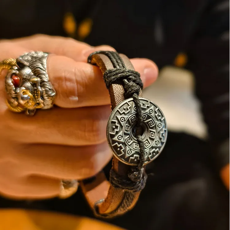 合金皮质手链 厂家直销手工编织合金复古皮质手链男女朋克饰品