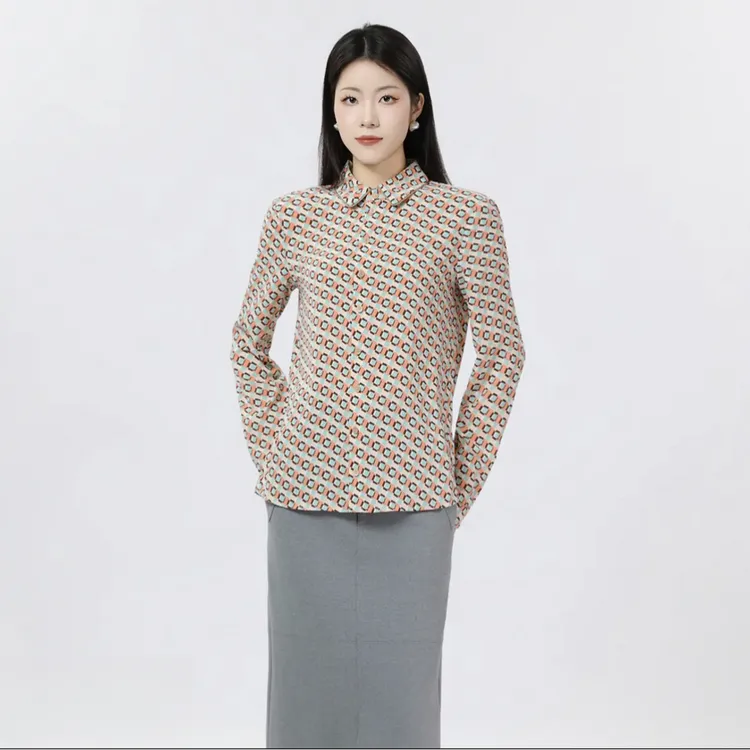 GIRDEAR/哥弟女装春季新款长袖时尚通勤休闲复古衬衫衬衣130073
