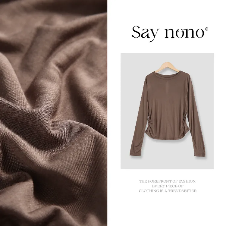 懒猫nono│Saynono 莫代尔蚕丝羊绒圆领上衣/XX0396611