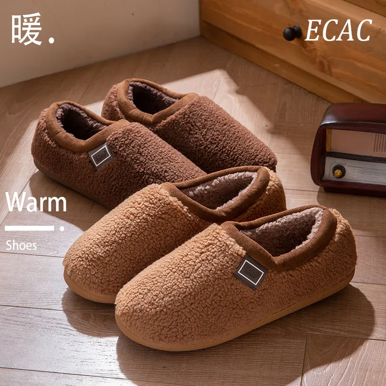 ECAC2025秋冬季棉鞋女新款室内居家防滑保暖月子鞋毛毛加绒棉拖鞋
