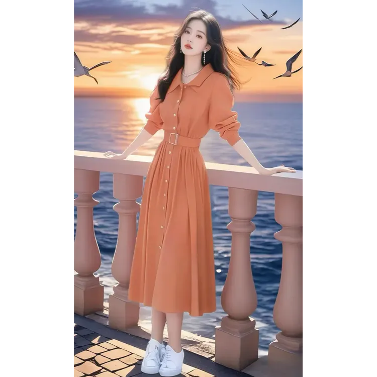 减龄超火衬衫连衣裙仙女度假风约会穿搭多巴胺绝美小裙子春