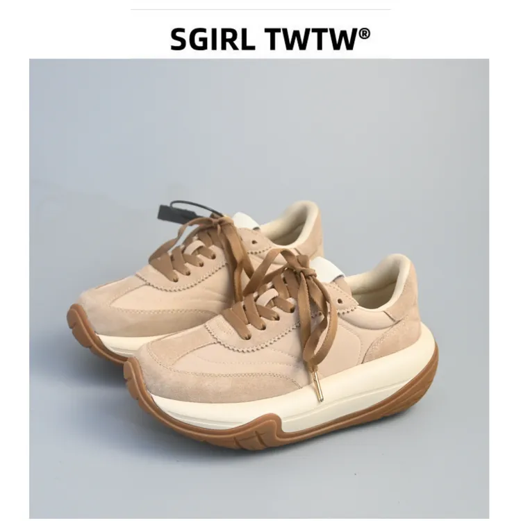 SGIRL TWTW轮胎厚底老爹鞋女2026新款轻便百搭休闲反绒皮阿甘鞋潮