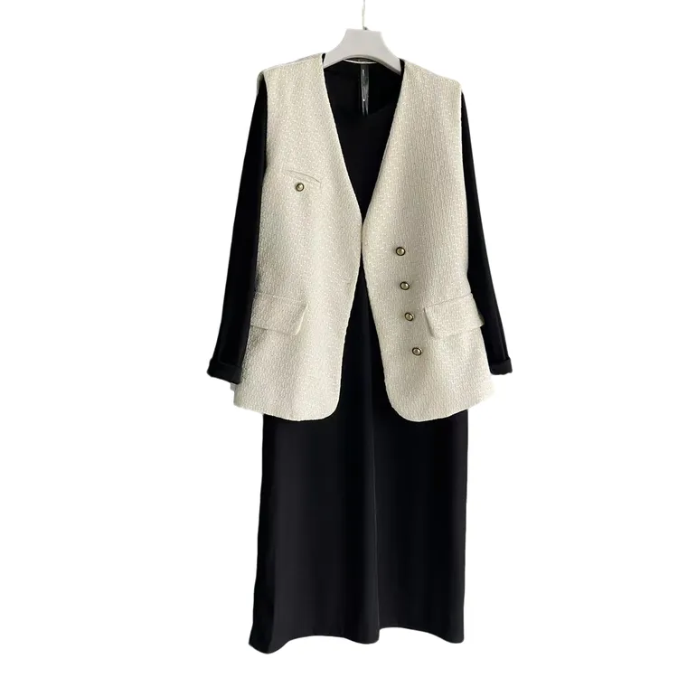 大码女装时尚马甲打底裙两件套