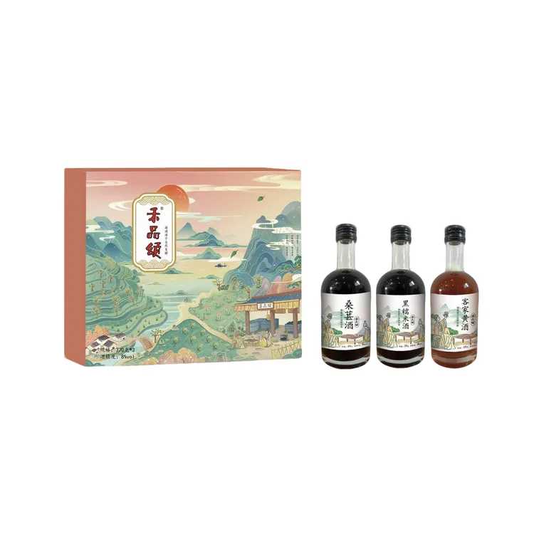 禾品颂三生三世礼盒套装黄酒桑葚酒黑糯米酒370克*3