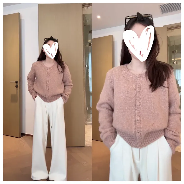 《蔷薇信笺》秋冬款粉色百搭毛针织衫时髦加厚上衣百搭显温柔W1137