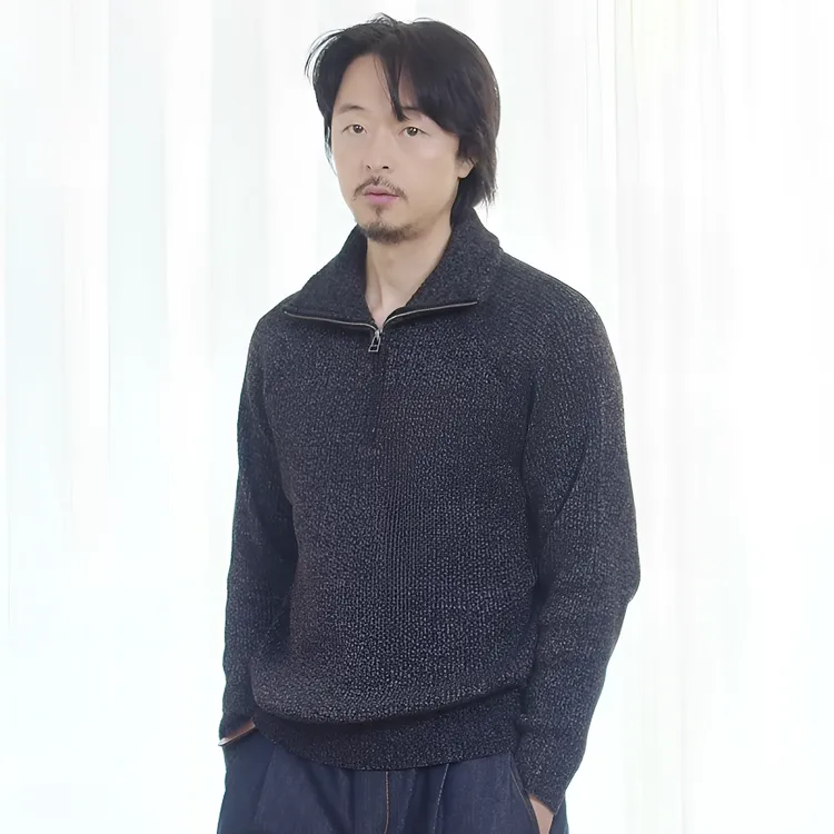 北纬三十度冬季雪尼尔保暖羊毛针织衫翻领休闲老钱风高级针织衫