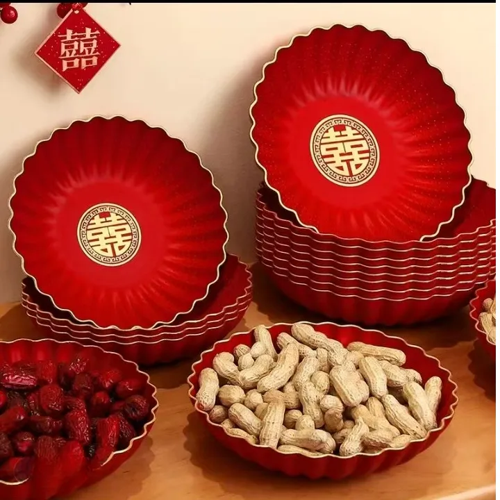 果盘结婚婚庆耐用塑料场景糖果水果瓜子喜糖盘托盘子婚礼用品中式