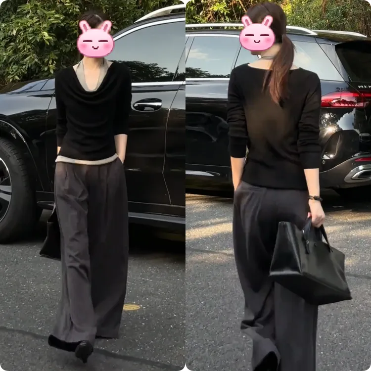 2025秋季新款时尚修身显瘦款女气质网红洋气两件套百搭款G6409