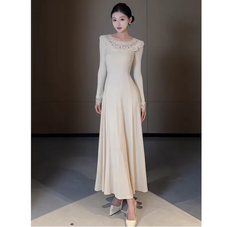 春日部【优雅长诗】温柔风气质蕾丝连衣裙