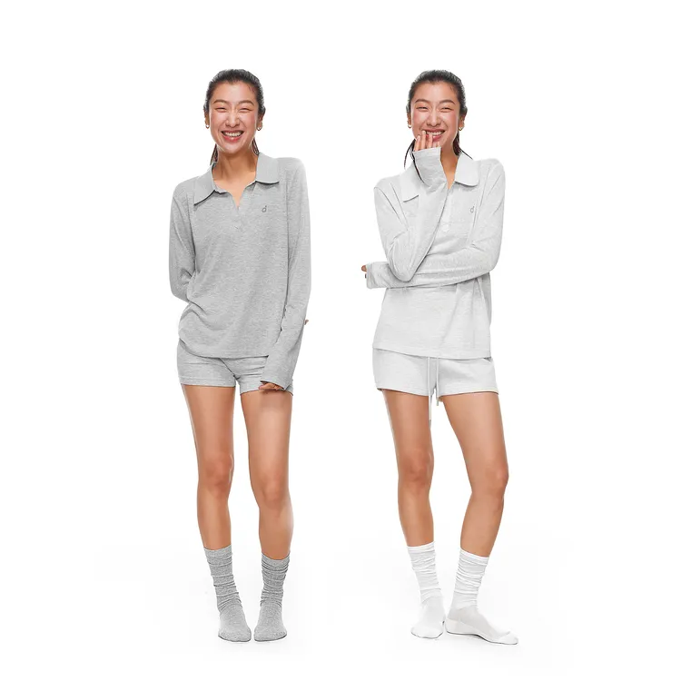 FDR旗舰店 V领正肩polo衫t恤女长袖透气罩衫羽毛球运动上衣网球服