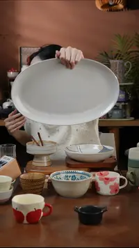瓷片醉酒垂纹鱼盘 微瑕 凑满20发货