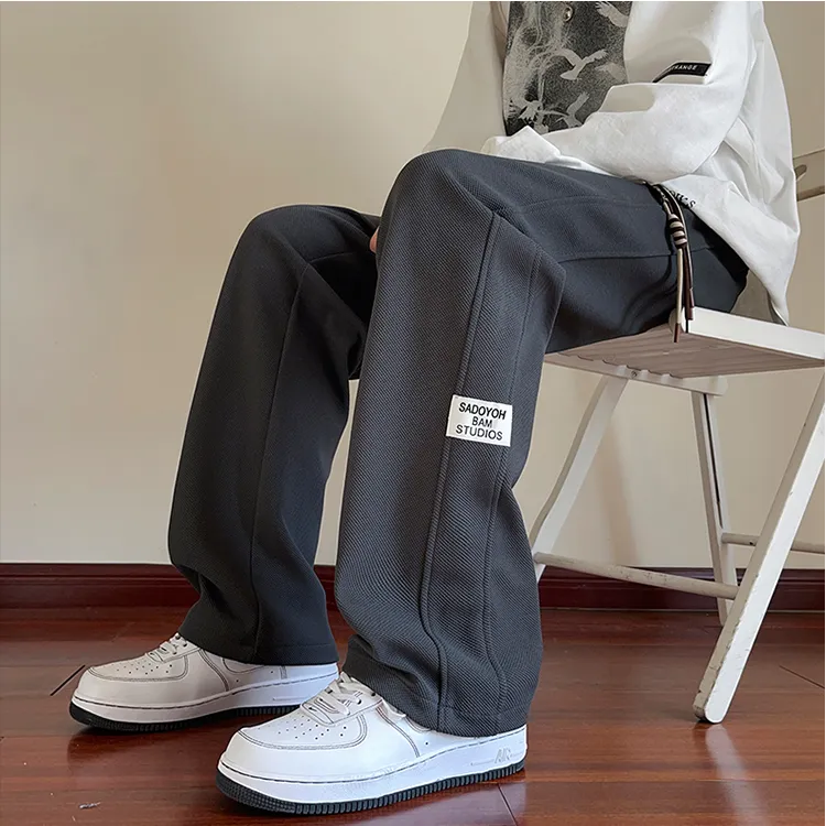 秋冬款青少年加绒裤子男初中高中学生帅气休闲运动卫裤直筒束脚裤