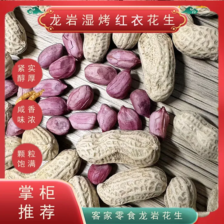 龙岩湿烤花生红衣紫衣花生米正宗盐水煮花生闽西特产零食500克